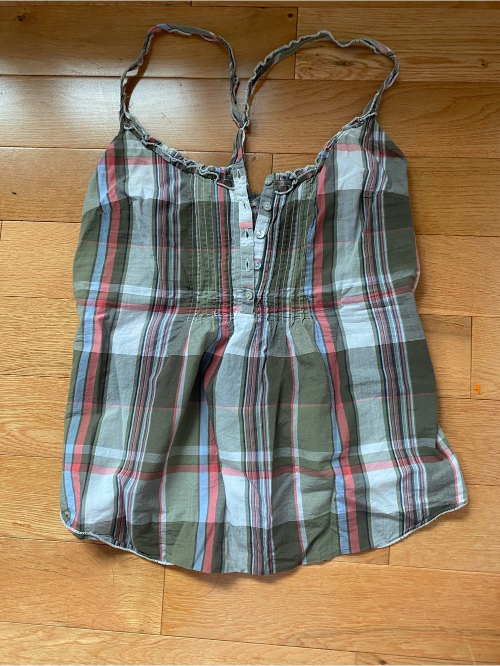 Y2K Aeropostale Vintage Plaid Henley Babydoll Tank